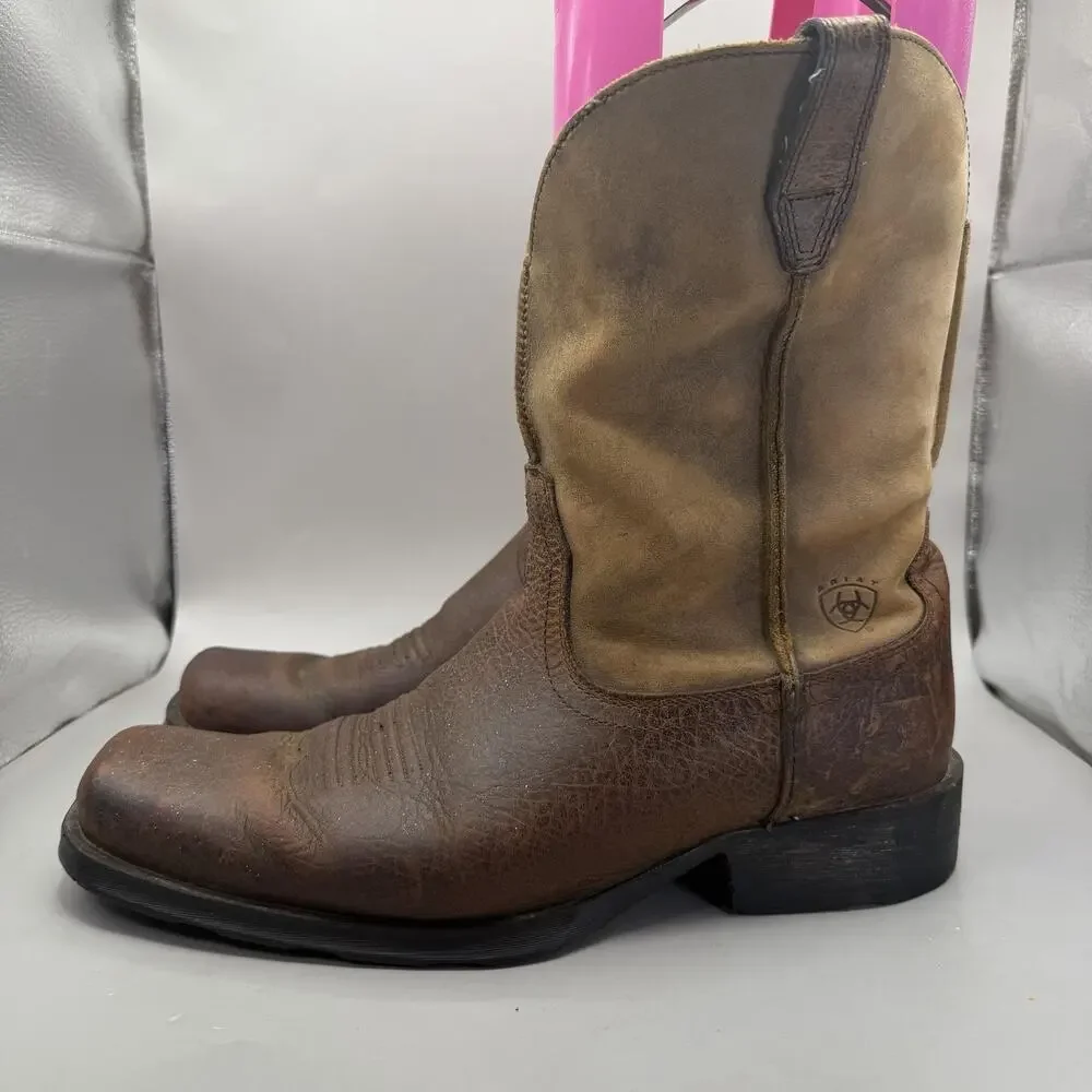 Ariat Rambler DistresseWestern Work Boots Mens Size 12D Brown Leather Square Toe